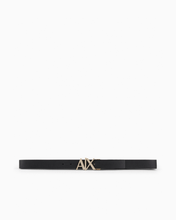Carica l'immagine nel visualizzatore di Gallery, Armani Exchange cintura donna double face nera/blu con fibbia logo oro