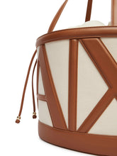 Carica l'immagine nel visualizzatore di Gallery, Armani Exchange borsa grande a secchiello beige e cuoio