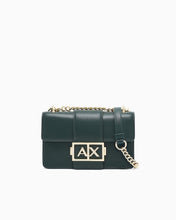 Carica l'immagine nel visualizzatore di Gallery, Armani Exchange Borsa verde bottiglia piccola a spalla con logo metal oro