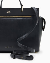 Carica l'immagine nel visualizzatore di Gallery, Armani Exchange borsa nera a mano grande rettangolare con tracolla