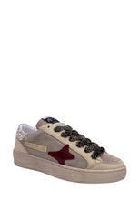 Carica l'immagine nel visualizzatore di Gallery, AMA BRAND sneakers donna beige e grigie effetto vintage in pelle artigianali
