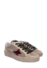 Carica l'immagine nel visualizzatore di Gallery, AMA BRAND sneakers donna beige e grigie effetto vintage in pelle artigianali