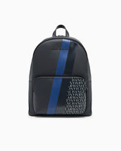 Carica l'immagine nel visualizzatore di Gallery, Armani Exchange zaino uomo nero e blu con monogramma e strisce