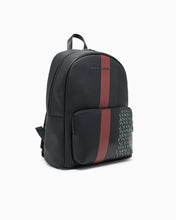 Carica l'immagine nel visualizzatore di Gallery, Armani Exchange zaino uomo nero e rosso con monogramma e strisce