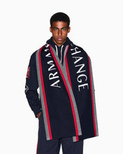 Carica l'immagine nel visualizzatore di Gallery, Armani Exchange Sciarpa uomo blu con bande a contrasto