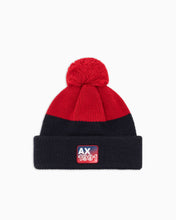 Carica l'immagine nel visualizzatore di Gallery, Armani Exchange Berretto blu e rosso in maglia a coste con pompon