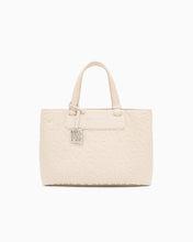 Carica l'immagine nel visualizzatore di Gallery, Armani Exchange Shopper media beige a mano e tracolla logo all-over