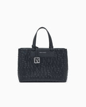 Carica l'immagine nel visualizzatore di Gallery, Armani Exchange Shopping bag lucida con logo goffrato e charm