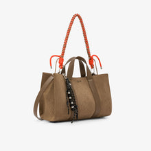 Carica l'immagine nel visualizzatore di Gallery, Sun68 Shopping bag media in tela di velluto beige scuro
