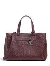 Carica l'immagine nel visualizzatore di Gallery, Armani Exchange Shopper media bordeaux a mano e tracolla logo all-over