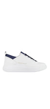 Carica l'immagine nel visualizzatore di Gallery, Alexander Smith Wembley sneakers uomo in pelle bianca con inserti blu