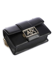 Carica l'immagine nel visualizzatore di Gallery, Armani Exchange Borsa nera piccola a spalla con logo metal argento