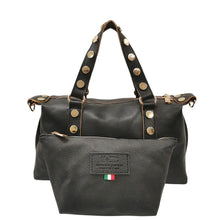 Carica l'immagine nel visualizzatore di Gallery, MBrc Borsa a Mano In Pelle Nera Donna Linea Coins Con Pochette