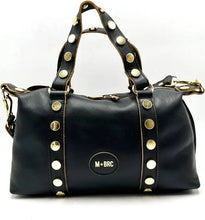 Carica l'immagine nel visualizzatore di Gallery, MBrc Borsa a Mano Donna Linea Coins in Pelle Nera con Pochette