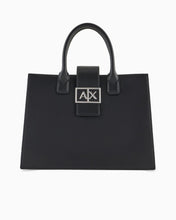 Carica l'immagine nel visualizzatore di Gallery, Armani Exchange borsa a mano trapezio con tracolla nera