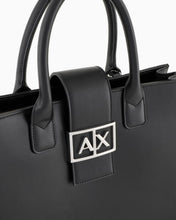 Carica l'immagine nel visualizzatore di Gallery, Armani Exchange borsa a mano trapezio con tracolla nera