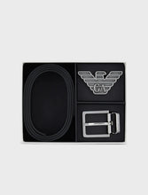 Carica l'immagine nel visualizzatore di Gallery, Emporio Armani cintura reversibile in pelle saffiano doppia fibbia cofanetto