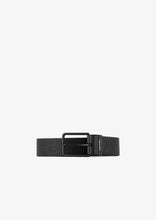 Carica l'immagine nel visualizzatore di Gallery, Armani Exchange Cintura reversibile in pelle nero-grigio logo all-over