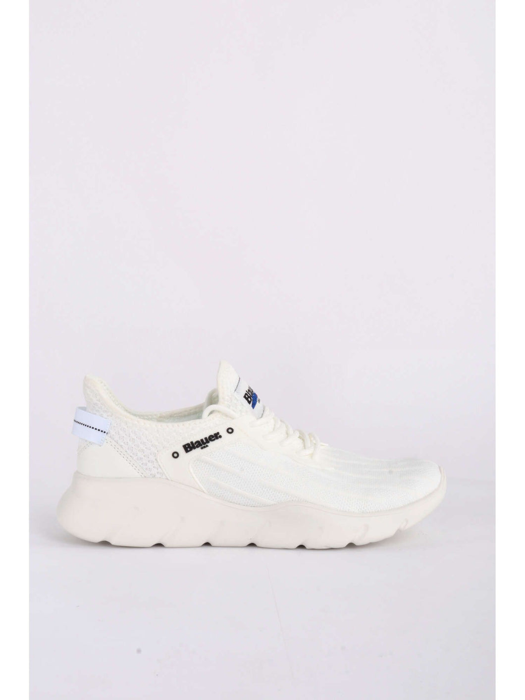 BLAUER SNEAKERS UOMO IN TESSUTO CON MAXI SUOLA TOTAL WHITE BIANCO