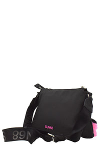 Sun68 borsa donna crossbody in neoprene nera charm pompon