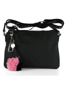 Sun68 borsa donna crossbody in neoprene nera charm pompon