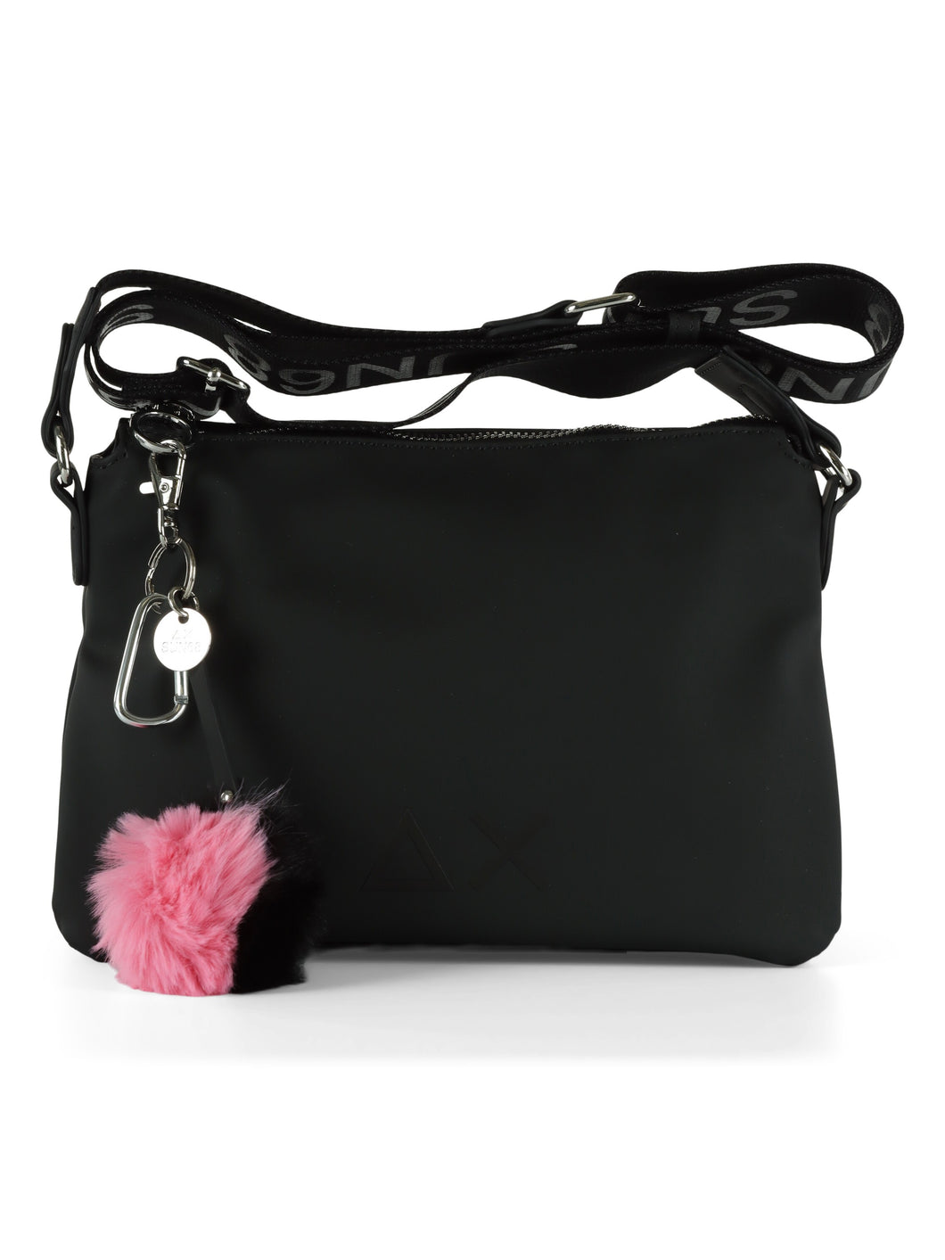 Sun68 borsa donna crossbody in neoprene nera charm pompon