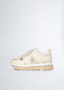 Liu Jo Sneakers beige platform in pelle