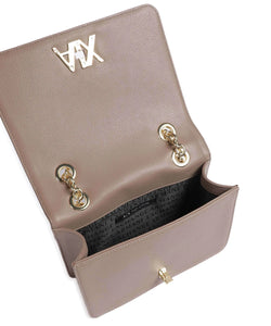 Armani Exchange borsa logo dorato martellata piccola tortora