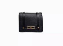 Carica l'immagine nel visualizzatore di Gallery, Armani Exchange Portafogli piccolo nero logo frontale oro
