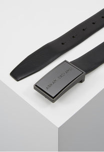 Armani Exchange cintura fibbia a cassetta nera e marrone