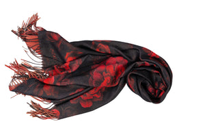 Massimo Braccialini Foulard fantasia nero con rose