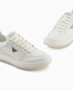 Emporio Armani  Sneakers in pelle saffiano bianche