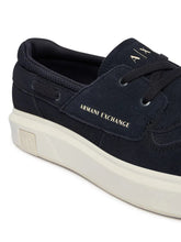 Carica l'immagine nel visualizzatore di Gallery, Armani Exchange sneakers uomo blu slip-on in suede e mesh urban

