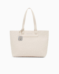 Armani Exchange shopper con chiusura a zip beige logo all-over