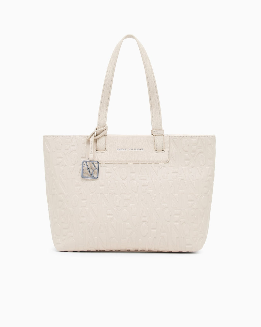 Armani Exchange shopper con chiusura a zip beige logo all-over