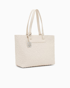 Armani Exchange shopper con chiusura a zip beige logo all-over