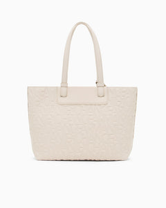 Armani Exchange shopper con chiusura a zip beige logo all-over