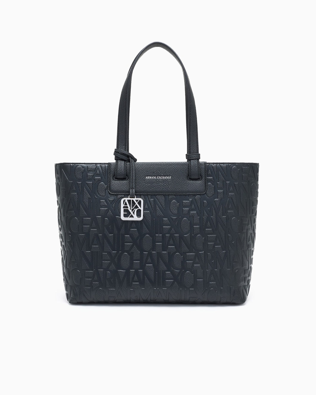 Armani Exchange shopper con chiusura a zip nera logo all-over