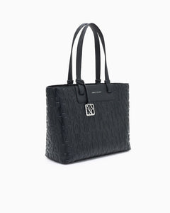 Armani Exchange shopper con chiusura a zip nera logo all-over