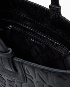 Armani Exchange shopper con chiusura a zip nera logo all-over