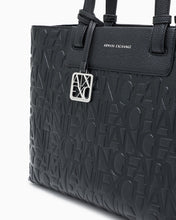 Carica l&#39;immagine nel visualizzatore di Gallery, Armani Exchange shopper con chiusura a zip nera logo all-over
