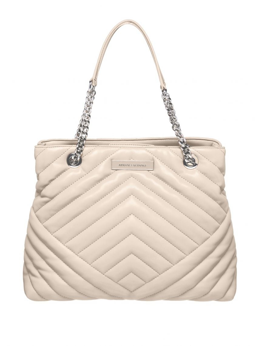 Armani Exchange Borsa shopper matelassè beige