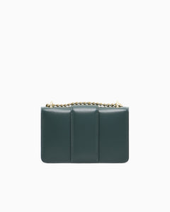 Armani Exchange Borsa verde bottiglia piccola a spalla con logo metal oro