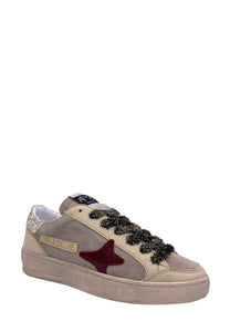 AMA BRAND sneakers donna beige e grigie effetto vintage in pelle artigianali