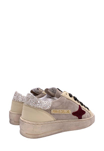 AMA BRAND sneakers donna beige e grigie effetto vintage in pelle artigianali