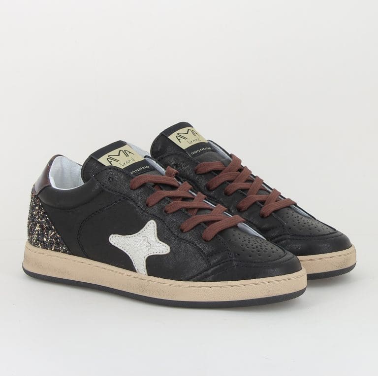AMA BRAND sneakers donna nere in pelle artigianali