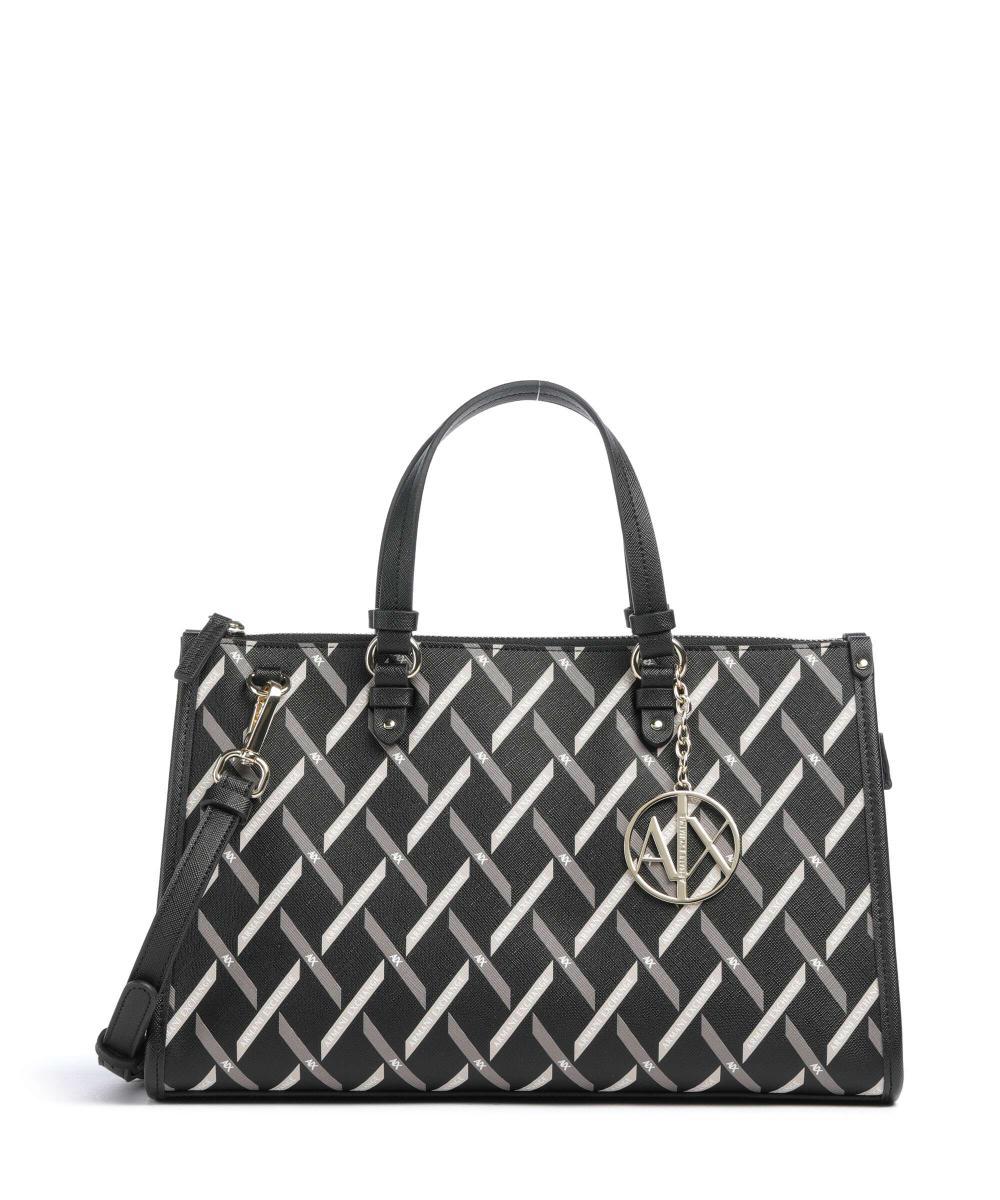 Armani Exchange borsa media logata nera/verde militare