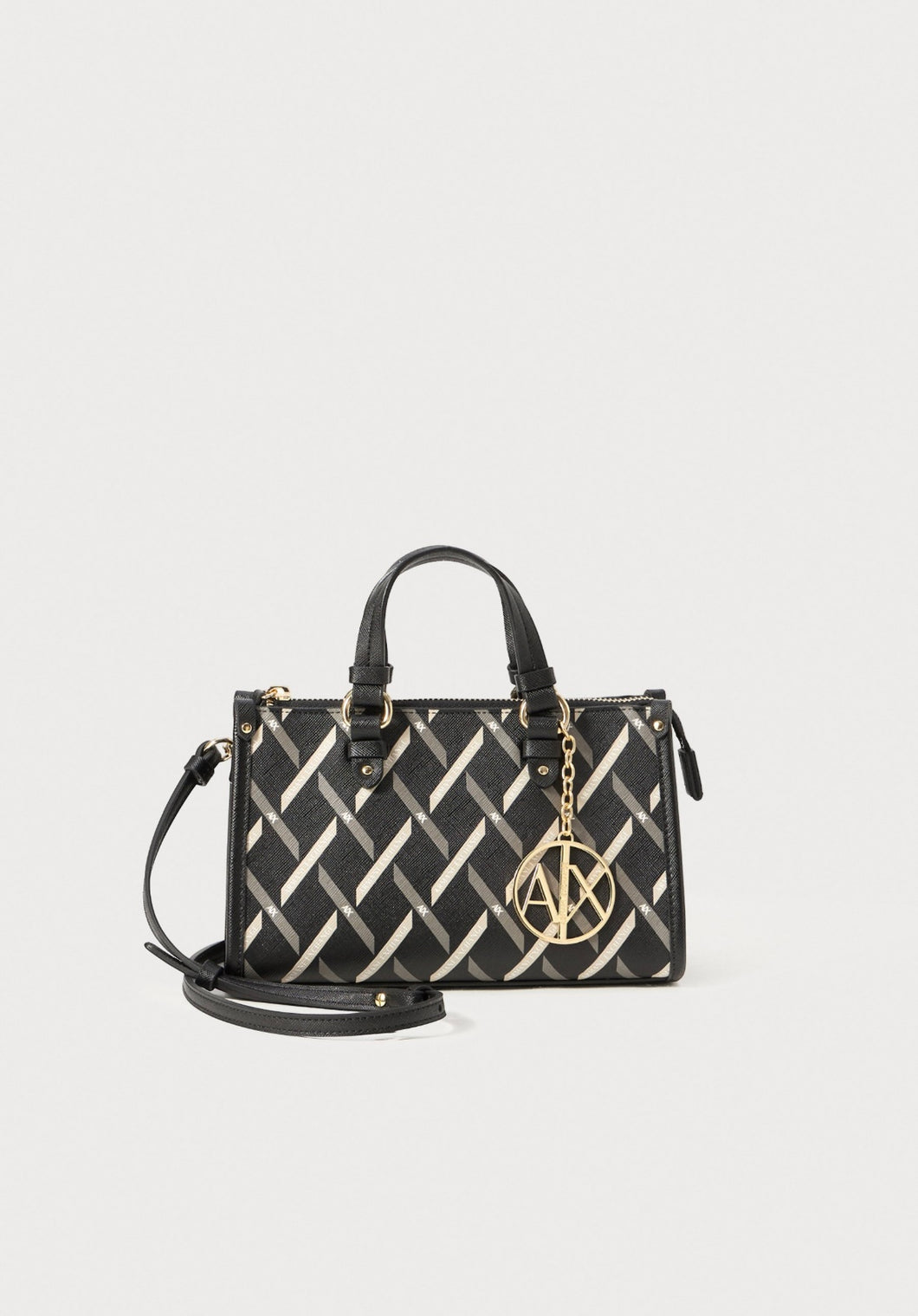 Armani Exchange borsa piccola logata nera/verde militare