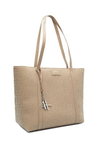 Armani Exchange Borsa shopper logo in rilievo grande cachi