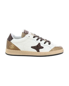 AMA BRAND sneakers donna artigianali bianche con dettagli bronzo